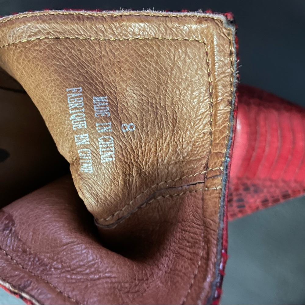 Free People x Jeffrey Campbell Red Snakeskin Booties - Picture 5 of 9